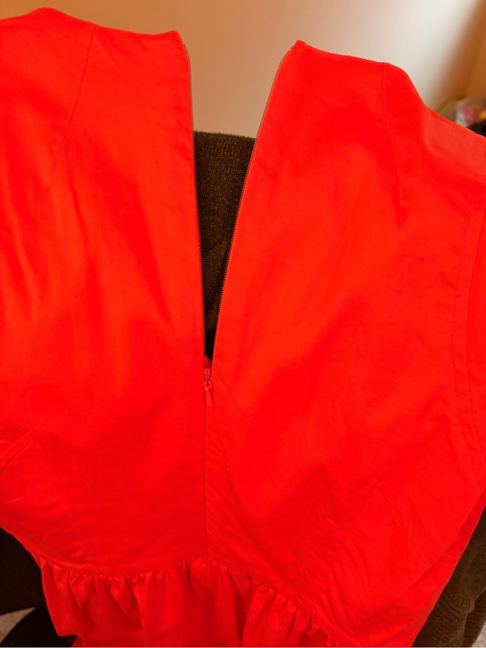 French Connection Bright Orange V-Neck Flared Dress - Picture 7 of 8